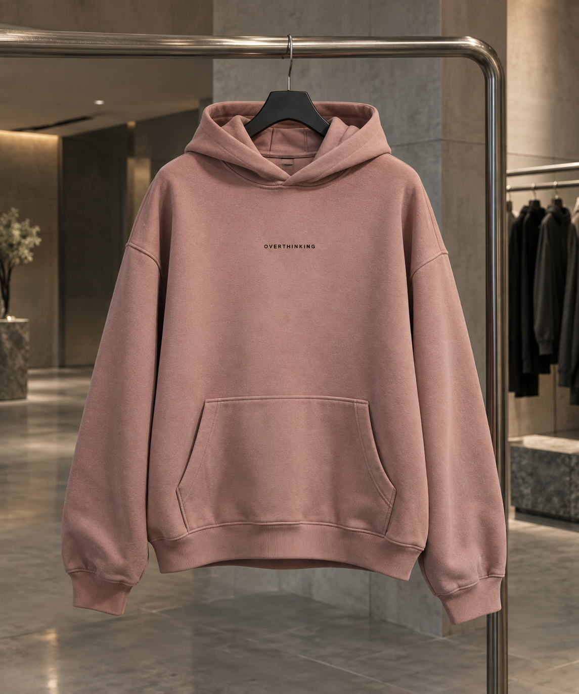 Dusty rose HUSHLY hoodie OVERTHINKING