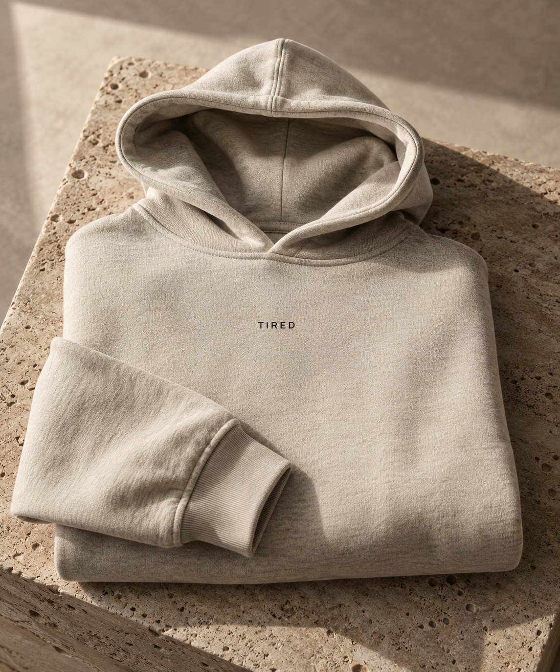 Soft oatmeal HUSHLY hoodie TIRED